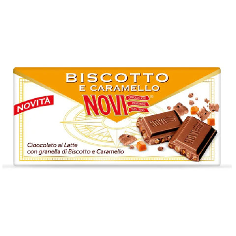 Novi al Latte con Biscotto e Caramello chocolat au lait avec biscuit et caramel 100g