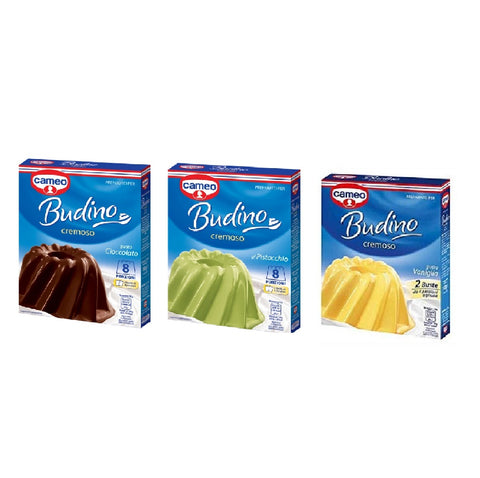 Test pack 3x Budino Cameo pudding chocolat, vanille, pistache