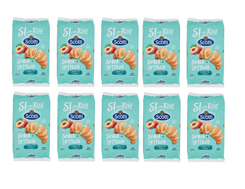 10x Riso Scotti Cornetto con Pesca Senza Lattosio Croissants aux pêches sans lactose (5 x 48 g) 240 g Croissants aux pêches sans huile de palme, sans protéines de lait, recette italienne originale