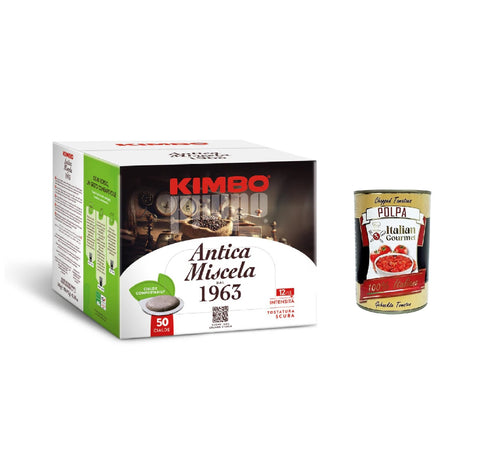 Kimbo Antica Miscela, 50 Cialde ESE 44 mm, 4 boîtes de 50 dosettes de café+ Italian Gourmet polpa 400gr