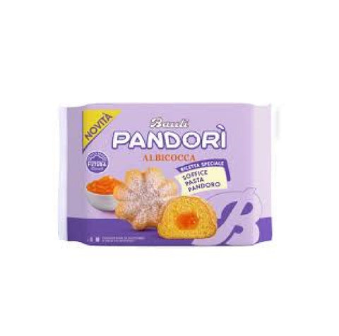 4x Bauli Pandori‘ Pandorini fourré aux abricots avec une pâte molle au lait et au pandoro, une spécialité de pâtisserie italienne, style pandoro traditionnel 4x 178g