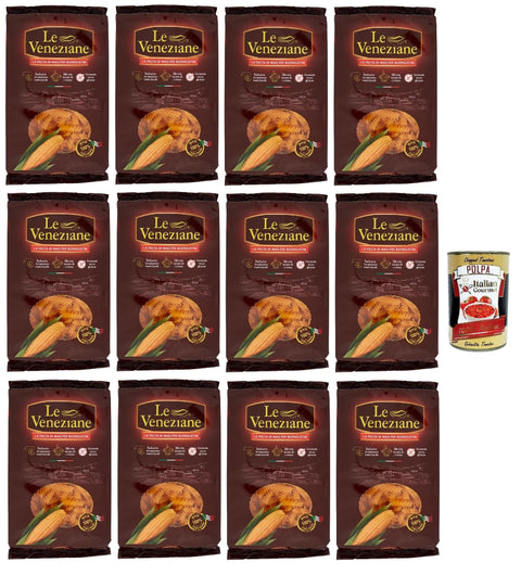 Le Veneziane Pasta di Mais Elicoidali, senza glutine, Pâtes 100 % maïs italien, sans gluten. Sans gluten, 12 paquets de 250 g + Italian Gourmet polpa 400gr