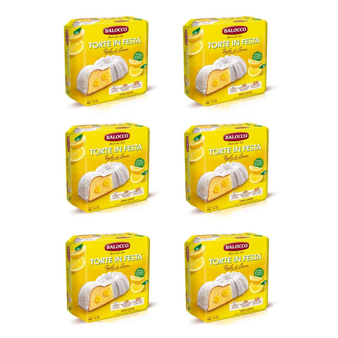 6x Balocco Torte in Festa farcita con crema al limone e ricoperta con zucchero a velo gâteau fourré à la crème au citron et recouvert de sucre glace