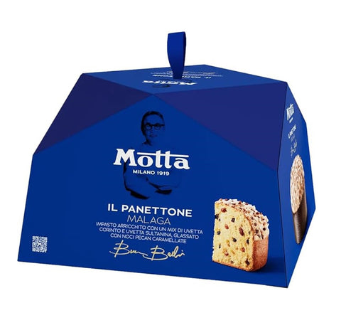 4x Motta il Panettone Malaga, avec un mélange de raisins de Corinthe et de Sultana, glacé aux noix de pécan caramélisées 750g