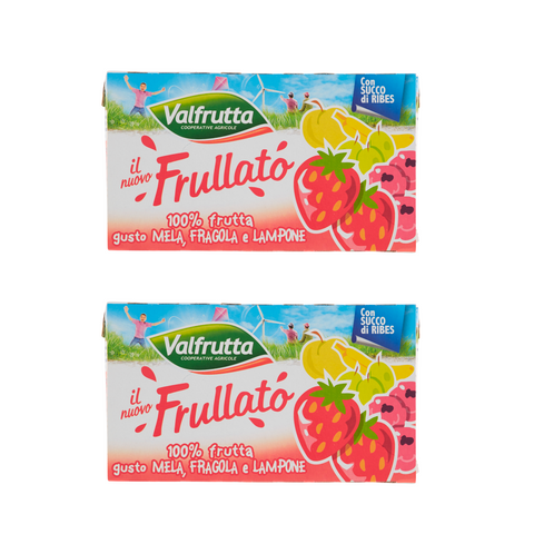 2x Valfrutta Frullato Mela,fragola e lampone Smoothie 100% Fruits Saveur Pomme Fraise et Framboise 3x125ml