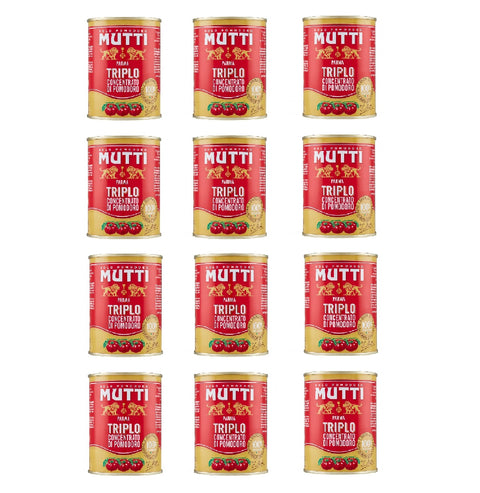 12x Mutti Triplo Concentrato Di Pomodoro - Triple Concentré De Tomates - 100 % Tomates Italiennes - Boîte De 400 G