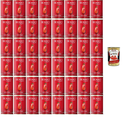 Rosso Gargano Pomodoro pelato di Puglia Tomates pelées des Pouilles 48x400g +  Italian Gourmet polpa 400g