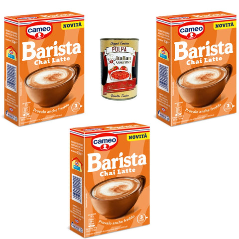 3x Cameo Ciobar Barista Chai Latte Préparation pour boisson aromatisée façon Chaï, avec extrait de thé noir, gingembre et cannelle (37,5 g) + pulpe Italian Gourmet (400 g)