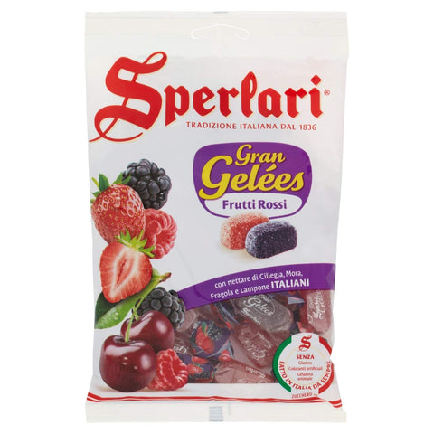 6x Sperlari - Gran Gelées Frutti Rossi Bonbons aux fruits rouges assortis, aux fruits : cerise, mûre, framboise et fraise des bois - 175 g