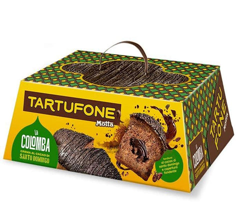 3x Motta Colomba Tartufone Cacao Santo Domingo Un dessert typique de Pâques : la colombe de Pâques à la crème de cacao et enrobée de chocolat noir (700 g)