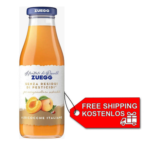 6x Zuegg Albicocca Jus de fruit d'abricot sans résidus de pesticides Flacon en verre de 500 ml