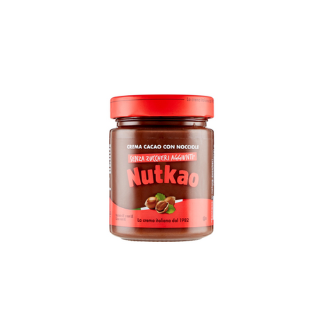 Nutkao Crema Cacao Con Nocciole Senza Zuccheri aggiunti Crème de Cacao Aux Noisettes Sans Sucres Ajoutés 350g