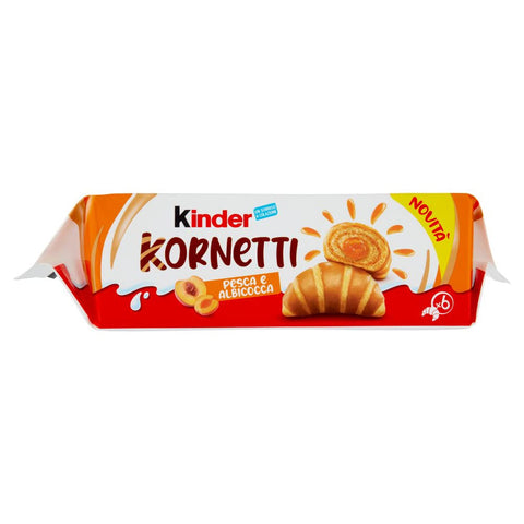 Ferrero Kinder Kornetti - Cornetti Croissant Ripieni alla Pesca e Albicocca Croissants fourrés à la pêche et à l'abricot 252g (6pièces)