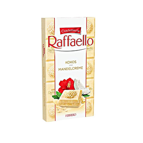 Ferrero Raffaello Crema di Mandorle e Cocco Chocolat blanc fourré à la crème d'amandes et à la noix de coco Barre de 90g