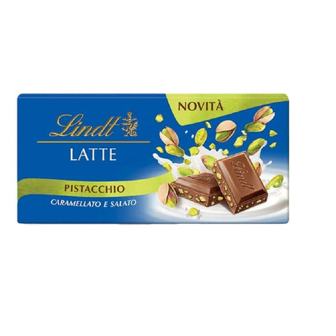 Tablette de chocolat au lait Lindt Classic aux pistaches caramélisées et salées 90 g