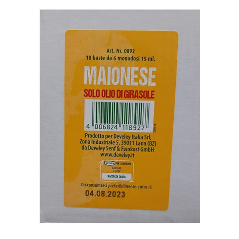 Develey Maionese Mayonnaise à l'Huile de Tournesol, Sauce d'Assaisonnement Sans Gluten Pack de 10 sachets composés de 6 monodoses de 15 ml