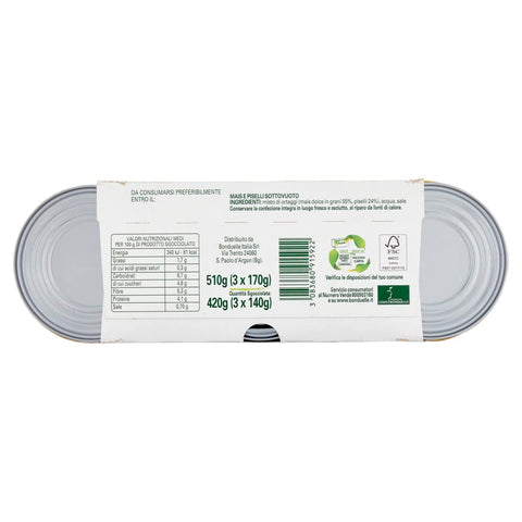 Bonduelle Mais Mix Mais e Piselli Maïs Doux et Croquant aux Petits Pois (3 x 170g)
