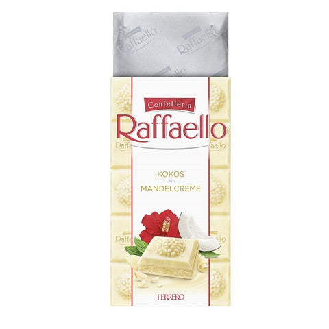 Ferrero Raffaello Crema di Mandorle e Cocco Chocolat blanc fourré à la crème d'amandes et à la noix de coco Barre de 90g