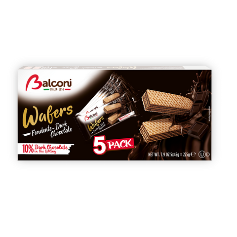 Balconi Wafers Gaufres Fondentes Fourrées au Chocolat Noir Multipack ( 5 x 45g ) 225g