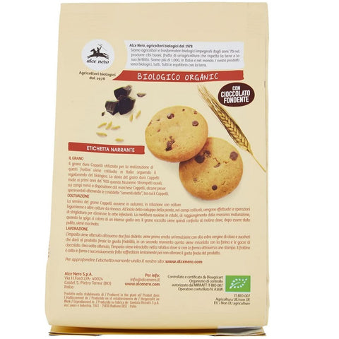 Alce Nero Frollini di grano Cappelli Biscuits de blé bio avec pépites de chocolat noir 250g