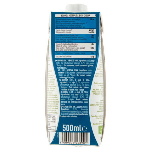 12x Alce Nero Bevanda Biologica Vegetale a Base di Soia Boisson végétale bio à base de soja 500ml