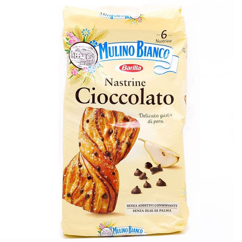 Gâteau au biscuit Mulino Bianco Nastrine Cioccolato au délicat goût de poire, collation sucrée pour entre 240g