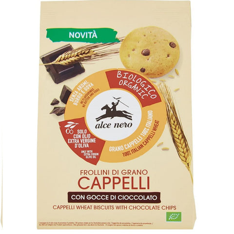 Alce Nero Frollini di grano Cappelli Biscuits de blé bio avec pépites de chocolat noir 250g