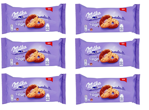 Milka Cookie Loop biscotti con gocce di cioccolato al latte Milka 100% Alpino 176g Cookies aux pépites de chocolat au lait