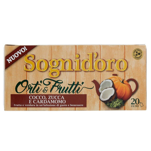Star Sognid'oro Orti&Frutti Infusion Potiron, Noix de Coco et Cardamome Chaque pack contient 20 filtres de 2,5g