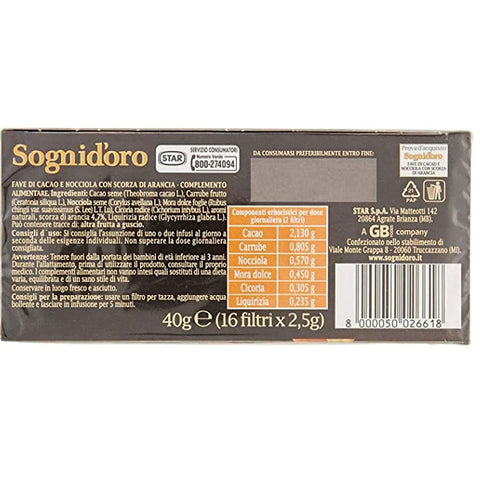 Sogni d'oro Tisana Delizie&Frutta Secca Fave cacao e nocciola con scorza di arancia 40g