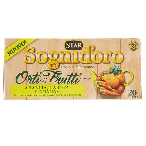 Star Sognid'oro Infusion Orti&Frutti Orange, Carotte et Ananas Chaque pack contient 20 filtres de 2,5 g
