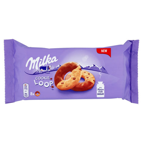 Milka Cookie Loop biscotti con gocce di cioccolato al latte Milka 100% Alpino 176g Cookies aux pépites de chocolat au lait