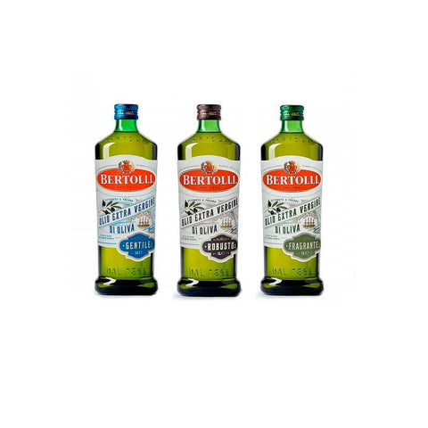 Paquet de test Bertolli Robusto - Gentile - Fragrante (3 x 1Lt) huile d'olive extra vierge