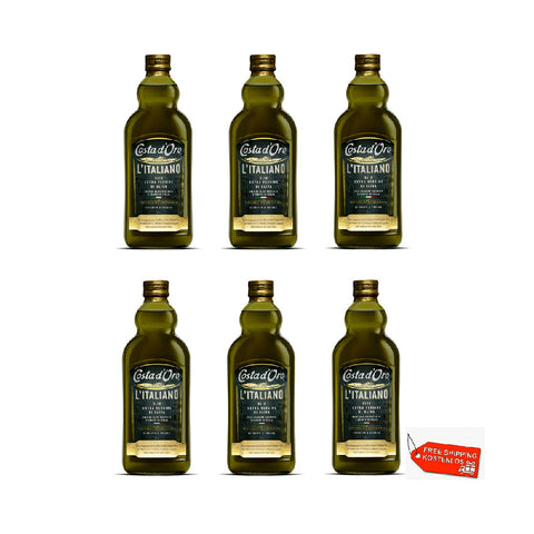 6x Huile d'Olive Extra Vierge Costa d'Oro 100% Italiano Fruttato Olio Extra Vergine di Oliva 1Lt