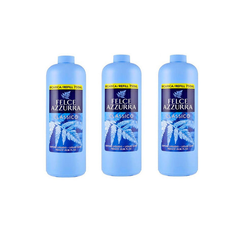 Felce Azzurra Liquid soap 3x750ml Felce Azzurra Classico Ricarica Sapone Liquido Liquid Soap Refill of soap 750ml 8001280024320