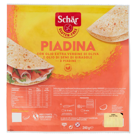 Schär Piadina senza Glutine sans gluten 240g