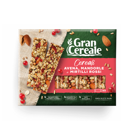 Mulino Bianco Gran Cereale barretta di cereali con Avena mandorle e mirtilli rossi Barre de céréales à l'avoine, aux amandes et aux canneberges 135g (5 x 27g)
