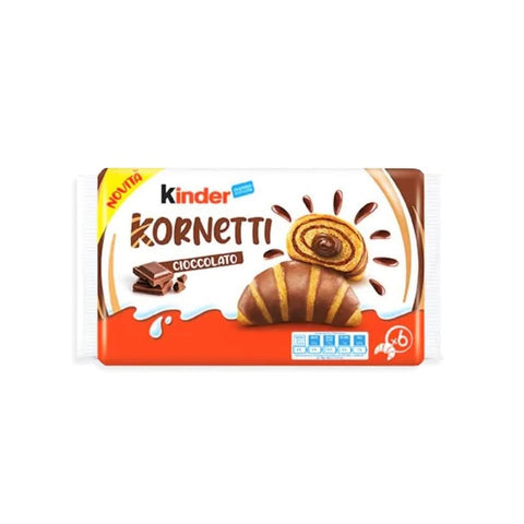 Ferrero Kinder Kornetti - Cornetti Croissant Ripieni al Cioccolato Croissants Fourrés au Chocolat 252g (6pièces)