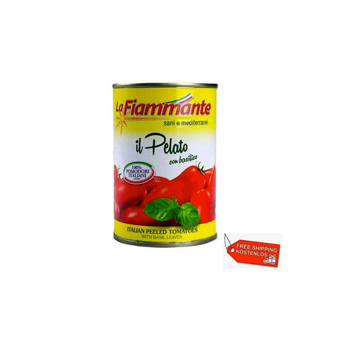 24x La Fiammante Il Pelato con Basilico Tomate Italienne Pelée au Basilic 400g