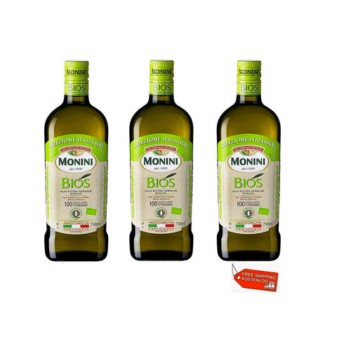 3x Monini Bios Olio Extravergine di Oliva BIO Huile d'Olive Extra Vierge Bio 750ml