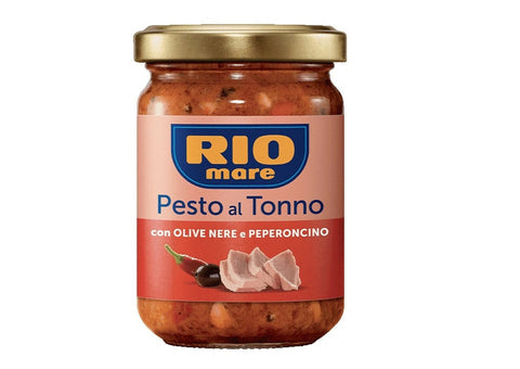 Rio Mare Pesto al Tonno con Olive nere e Peperoncino Pesto de thon Rio Mare aux olives noires et au piment (130g)