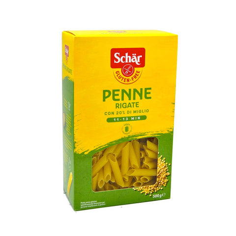 SCHÄR Senza Glutine Penne Rigate Pâtes Sans Gluten avec 20% de millet 500g