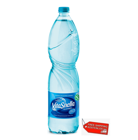 18x Vitasnella Acqua Minerale Naturale Eau minérale naturelle avec peu de sodium jetable PET 1.5Lt